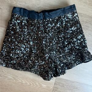 French Connection Black Sequin High Waist Shorts